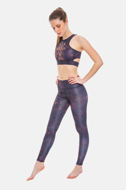 Sustainable Satya yoga bra in Terrestrial for women crafted from recycled polyester and elastane blend Shambhala Barcelona.