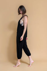 Sustainable Dhyana Jumpsuit in Black for women crafted from Bamboo. Shambhala Barcelona.