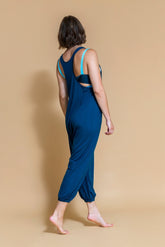 Sustainable Dhyana Jumpsuit in Ocean for women crafted from Bamboo Shambhala Barcelona.