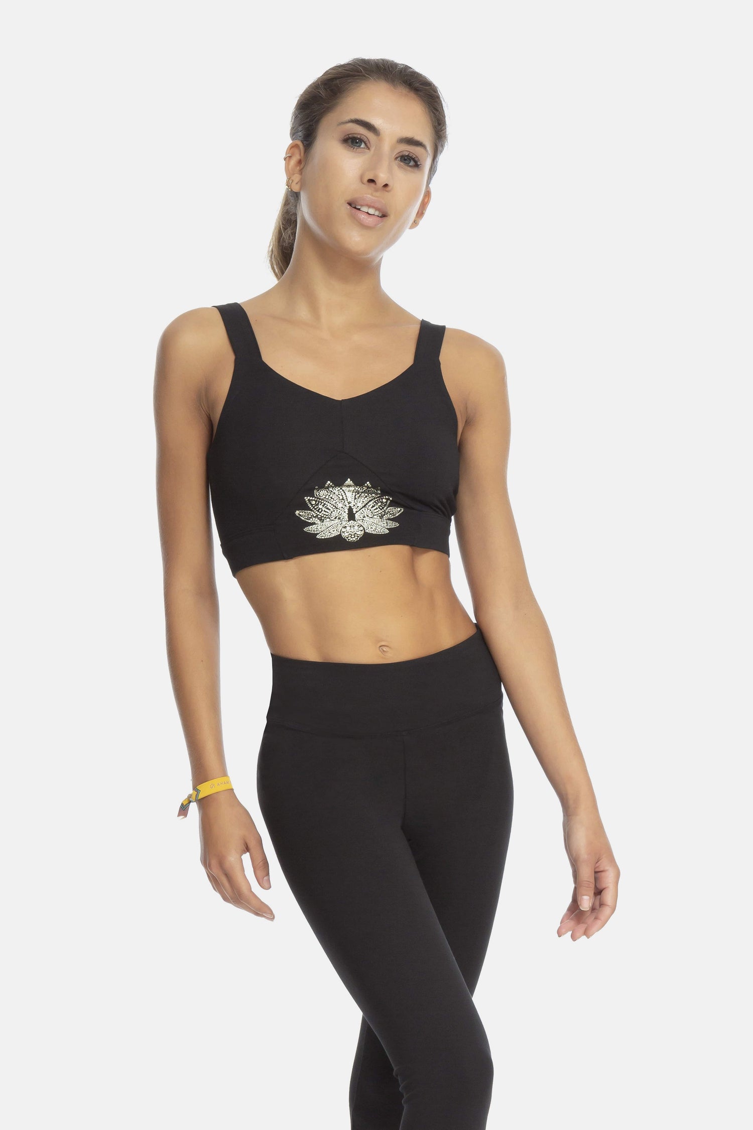 Sustainable Flow Bra in Black for women crafted from cotton and modal Shambhala Barcelona.