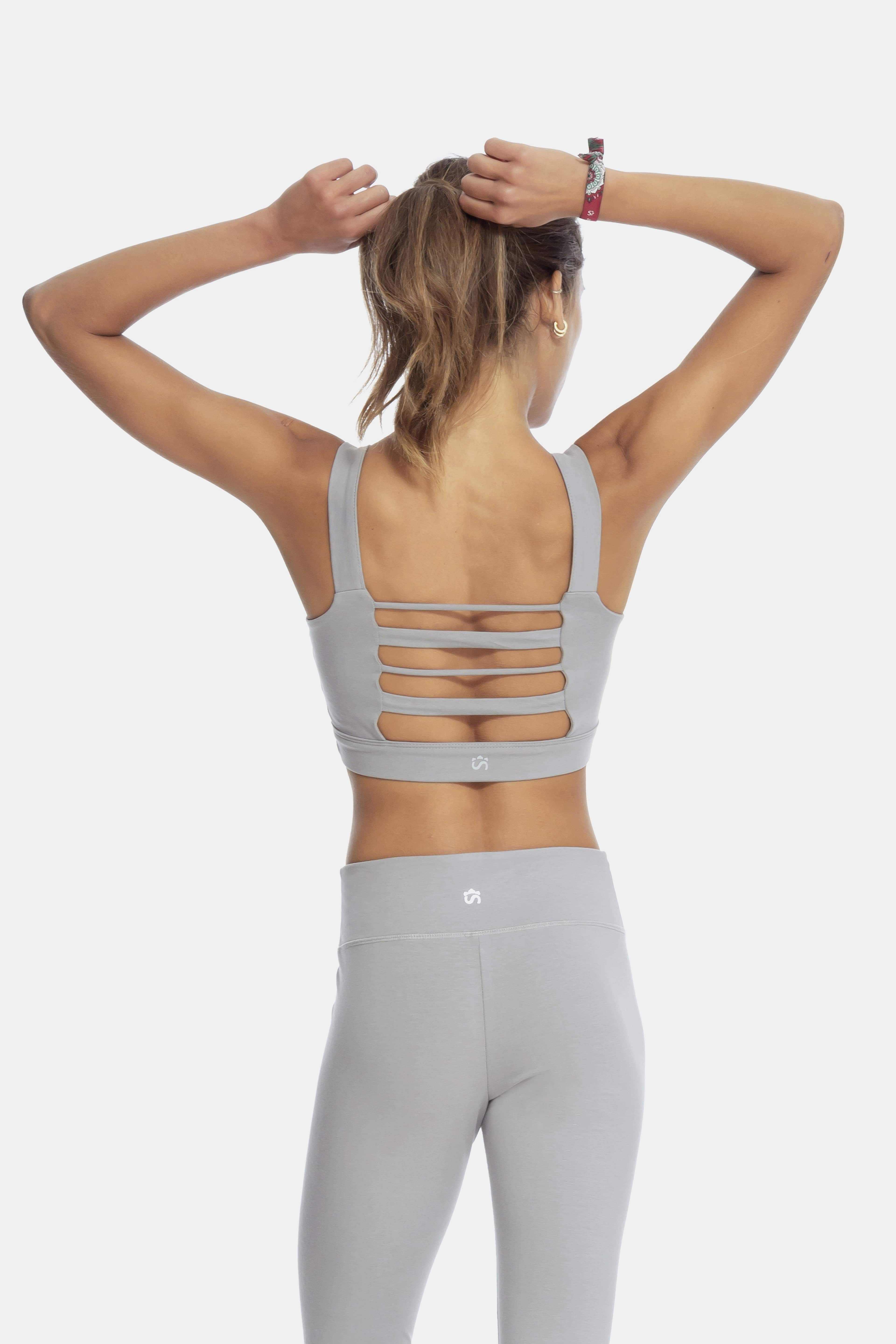 Sustainable Flow Bra in Grey for women crafted from cotton and modal Shambhala Barcelona.