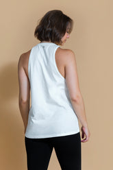 Sustainable Jijivisha Tank Top in Off White for women crafted from GOTS certified organic cotton Shambhala Barcelona.