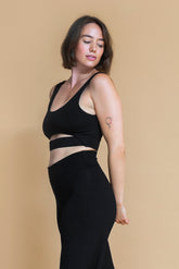 Sustainable Jnana Yoga Bra in Black for women crafted from organic cotton and modal blend Shambhala Barcelona.