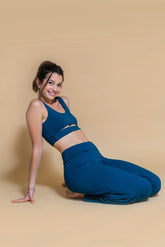 Sustainable Jnana Yoga Bra in Ocean for women crafted from organic cotton and modal blend Shambhala Barcelona.