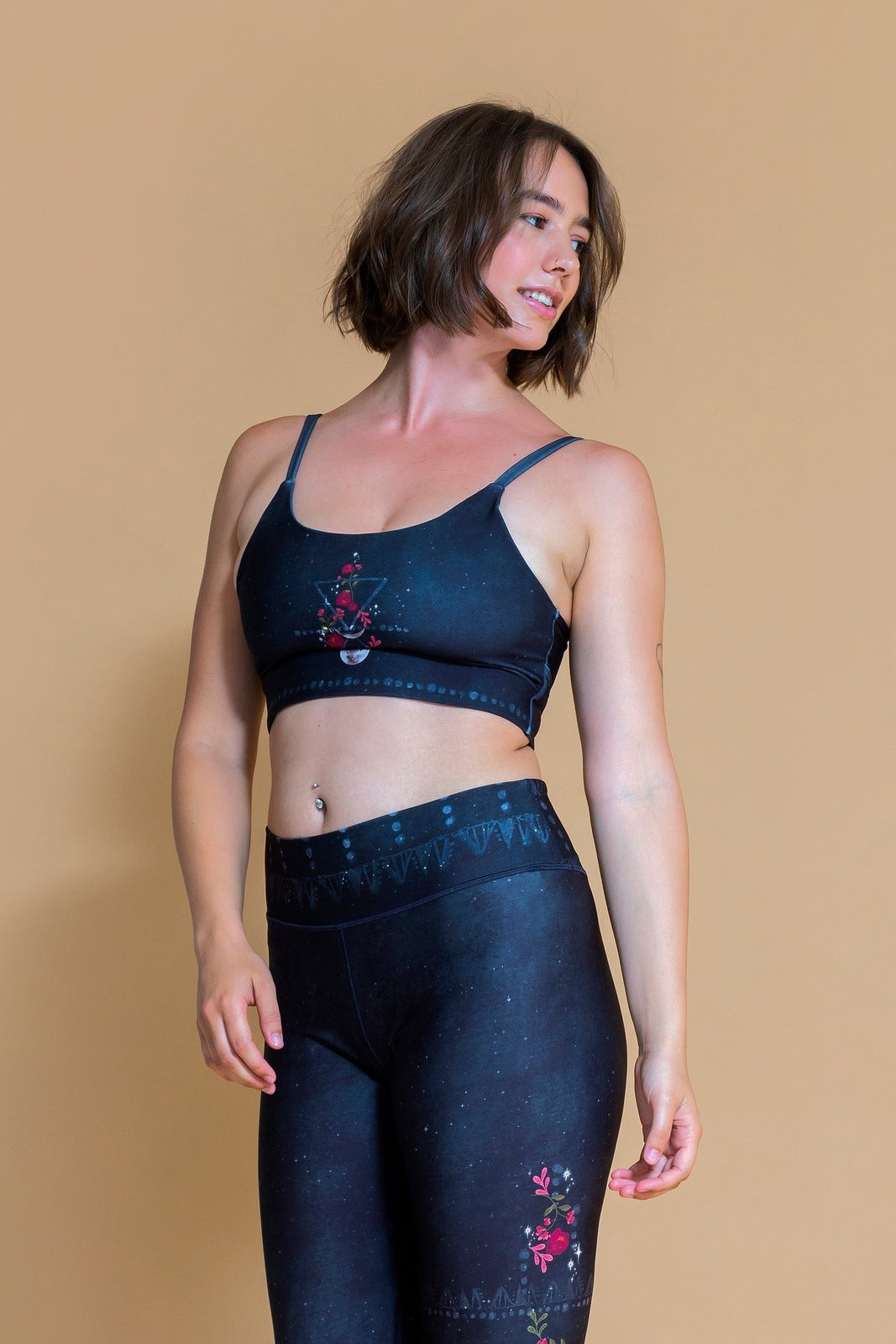 Sustainable Kosha yoga Bra in Floral Moon for women crafted from recycled polyester Shambhala Barcelona.