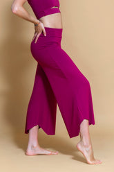 Sustainable Maya yoga Flare Pant in Plum for women crafted from Eco-friendly bamboo Shambhala Barcelona.