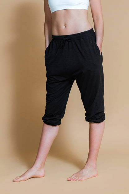 Sustainable Prana yoga Pant in Black for women crafted from natural bamboo and elastane blend Shambhala Barcelona.